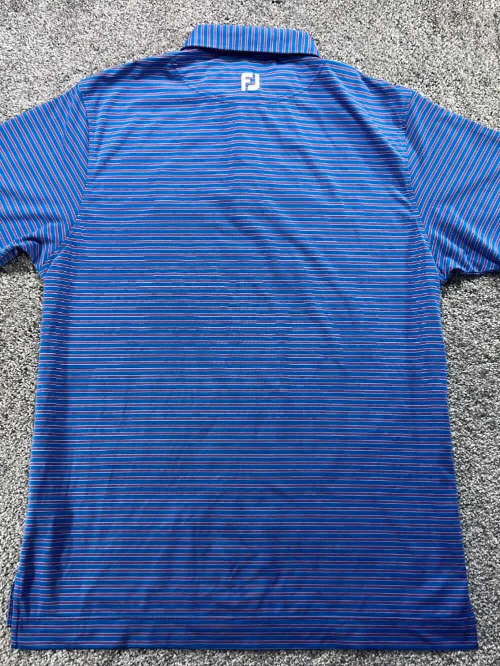 Men's FootJoy Large Red White Blue‎ Striped Golf Polo with Logo